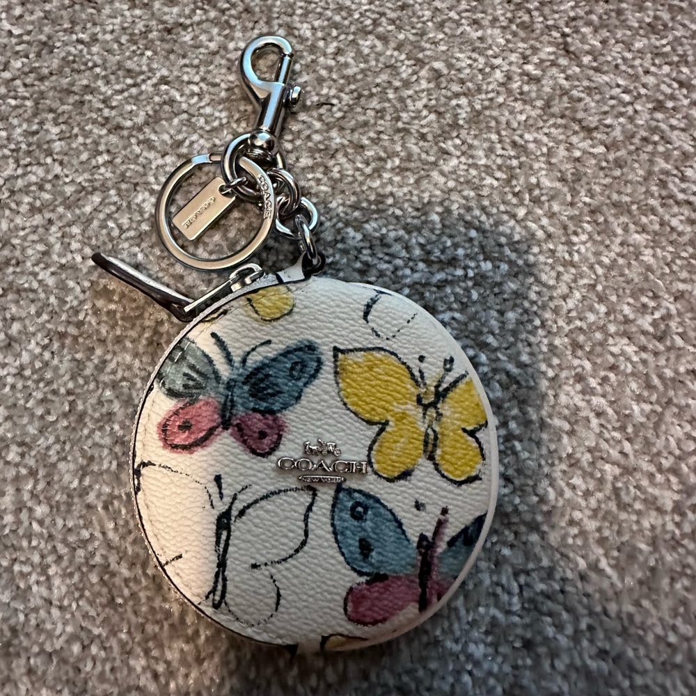 Coach Butterfly print Coin Purse with silver hardware